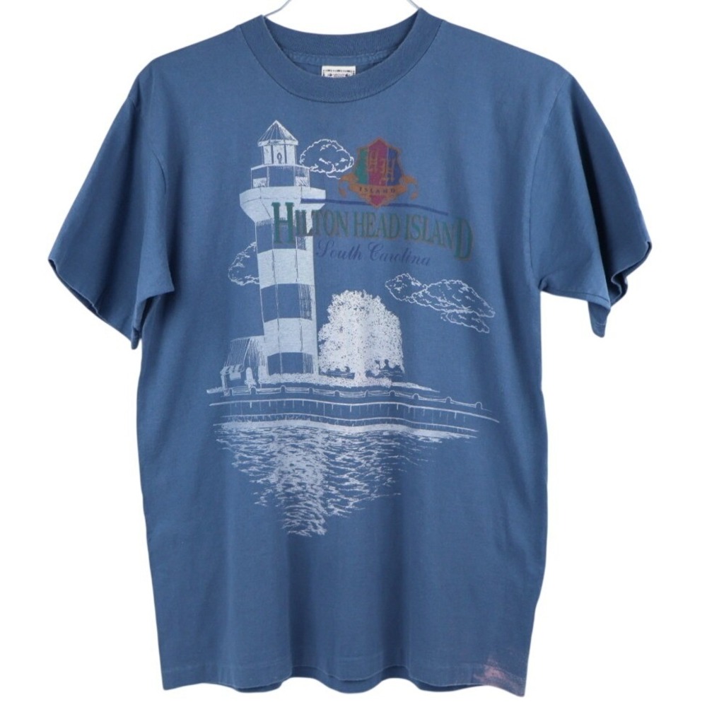 VTG 90s Hilton Head Island SC Lighthouse Graphic Vacation T-Shirt Cotton M/L